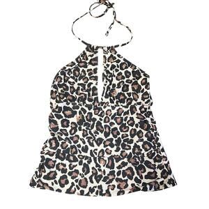 Yonique Cheetah Tankini Swim Halter Top Size Large NWOT